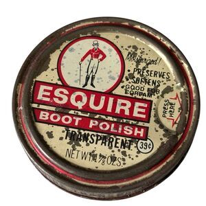 Vintage Esquire Transparent Boot Polish Tin 1 1/8 Oz 39 Cents Jamaica NY